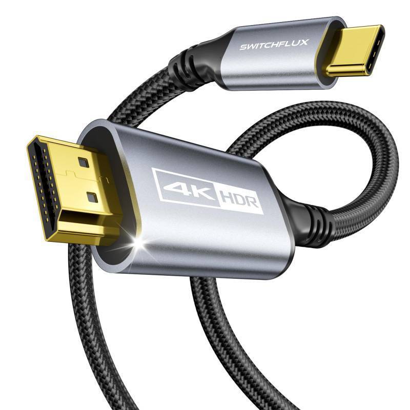 lot 16126 image: SWITCHFLUX USB-C to HDMI Cable 6Ft 4K60Hz High-Speed USB Type C to HDMI 2.0 Braided Cord (Thunderbolt 34 Compatible) for iPhone 15 Series, MacBook ProAir, iPad Pro, Galaxy S8 to S23