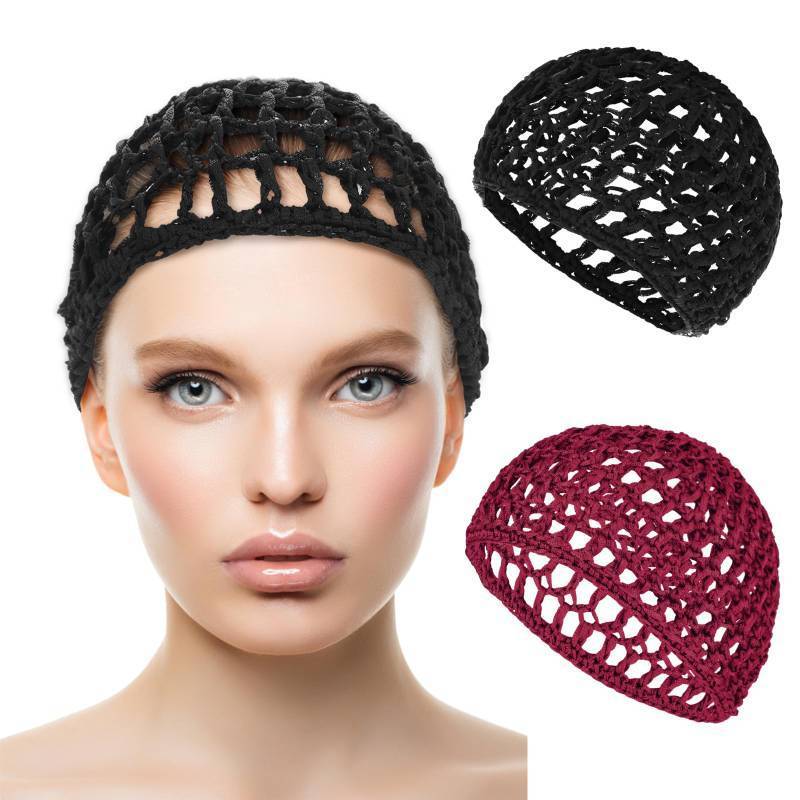 lot 16143 image: WLLHYF Hair Net Wrap For Sleep 1 PCS Mesh Nets Cap Snoods Cover Sleeping Knit Hairnets Elastic Head Wrap Bathing Shower Caps Wig Hairnet Crochet Sew Weave Press Weaving Braided Bonnet(Red)