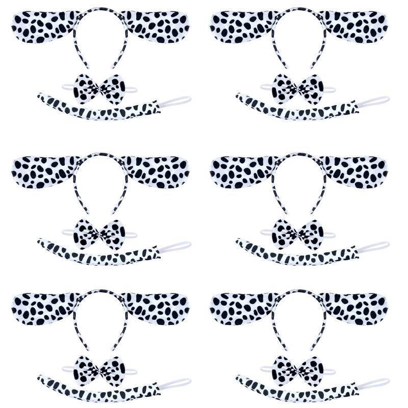 lot 16257 image: Coopay 18 Pieces Halloween Dalmatian Costume Set Dog Ears Headband Kit Include Dalmatian Ears Headbands Bow Tie and Tail for Christmas Halloween New Year Cosplay Costume or Party Decoration