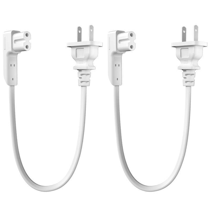 lot 16287 image: One 1.15Ft Short Power Cord for Sonos OneOne SLPlay 1 Power Plug Cable - 2 Prong L-Shaped AC Power Cable Replacement Cord for Sonos Power Supply Cable, White
