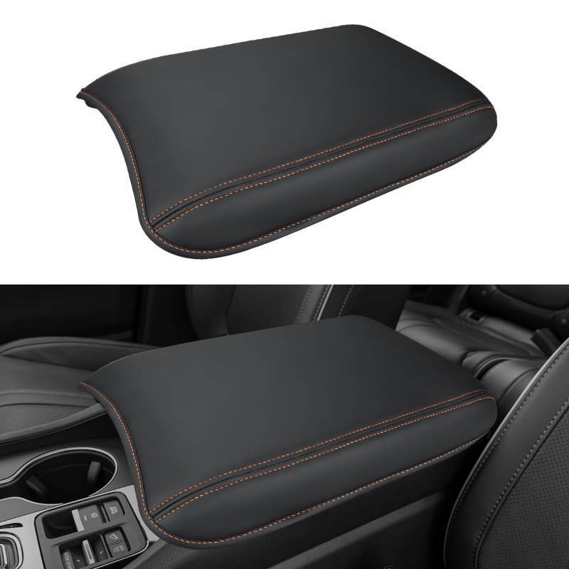 lot 16343 image: INTGET Center Console Cover for Honda Pilot Accessories 2023 2024 2025 2026,RidgelinePassport 2024-2026 Leather Car Armrest Arm Rest Box Lid Middle Seat Protector (Orange Stitches with pad, 2023)
