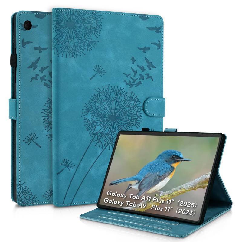 lot 18353 image: Galaxy Tab A9 Plus Case 5g 11 Inch, Dandelion Cover Soft Touch Premium Faux Leather Made with Card Slots and Kickstand, Water-Proof Precise Cutouts Compatible with Galaxy Tab A11 11 Inch Blue
