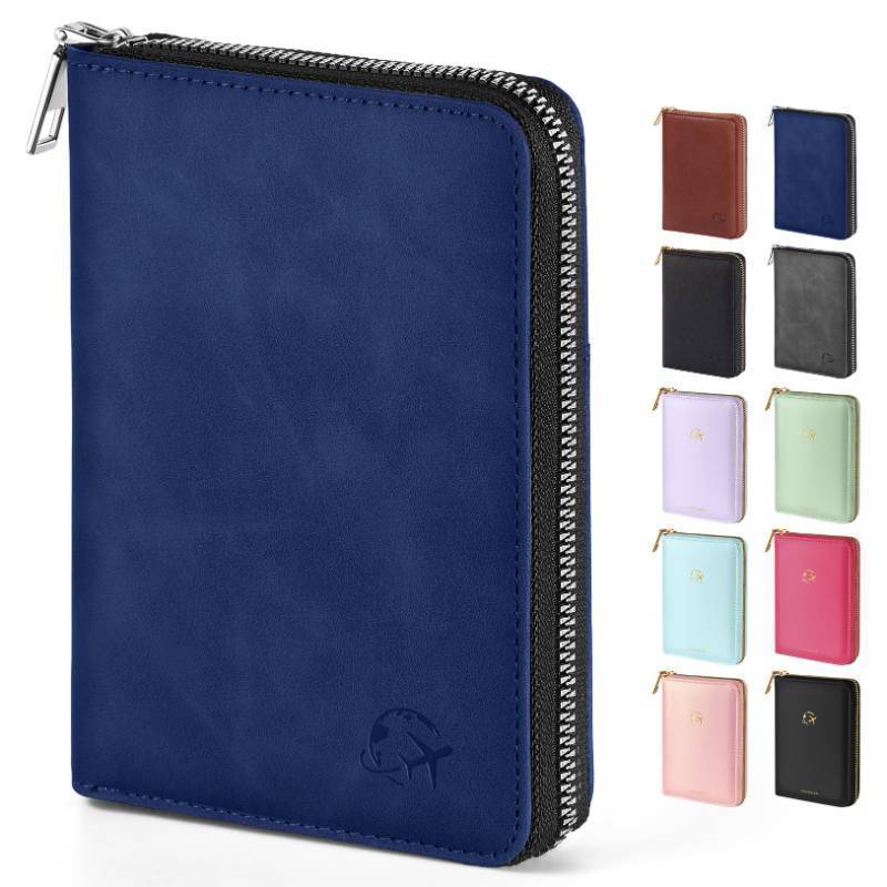 lot 18431 image: Forvencer Passport Holder Cover with Safe Zipper Closure, Premium Passport Wallet for Travel, Sleek RFID Blocking Card Case, Waterproof Travel Accessories for Men, Navy Blue