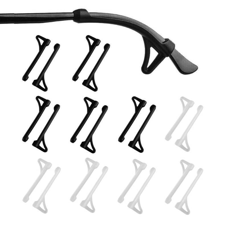 lot 20281 image: lvvfit Glasses Ear Cushion with Hook, Glasses Ear Grips Anti Slip Silicone Temple Tips Sleeves for Eyeglasses Ear Hooks Eyewear Retainers (BlackClear,10Pairs)