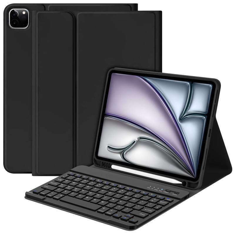 lot 20291 image: CC Store for iPad Pro 11 inch Case with Keyboard(4th 3rd 2nd 1st Gen),for New iPad Air 11 inch (M2M3),Air 5th4th Gen Case with Detachable Bluetooth Keyboard and Pencil Holder (Black)