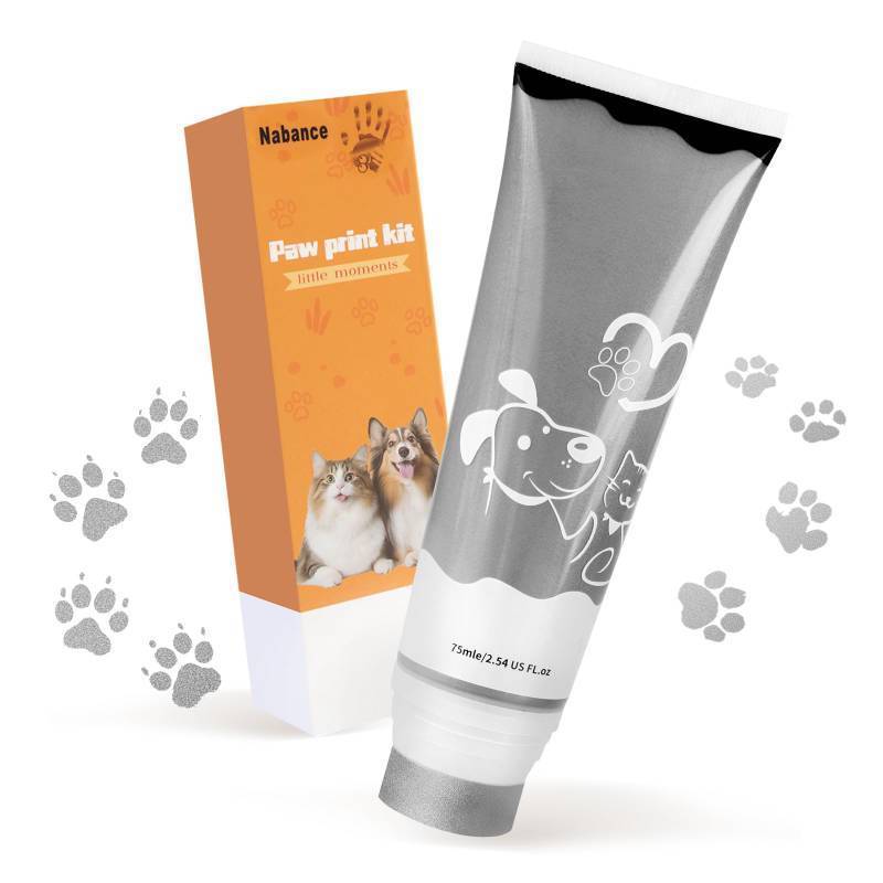 lot 4304 image: Nabance 2.54 fl oz Silver Pet Paw Print Friendly Ink Paint, Dog Cat Paw Print Safe Ink, Non-Toxic Acid-Free, Safe Gentle for Home Christmas New Year DIY Keepsake Stamp Dog Mom Gifts