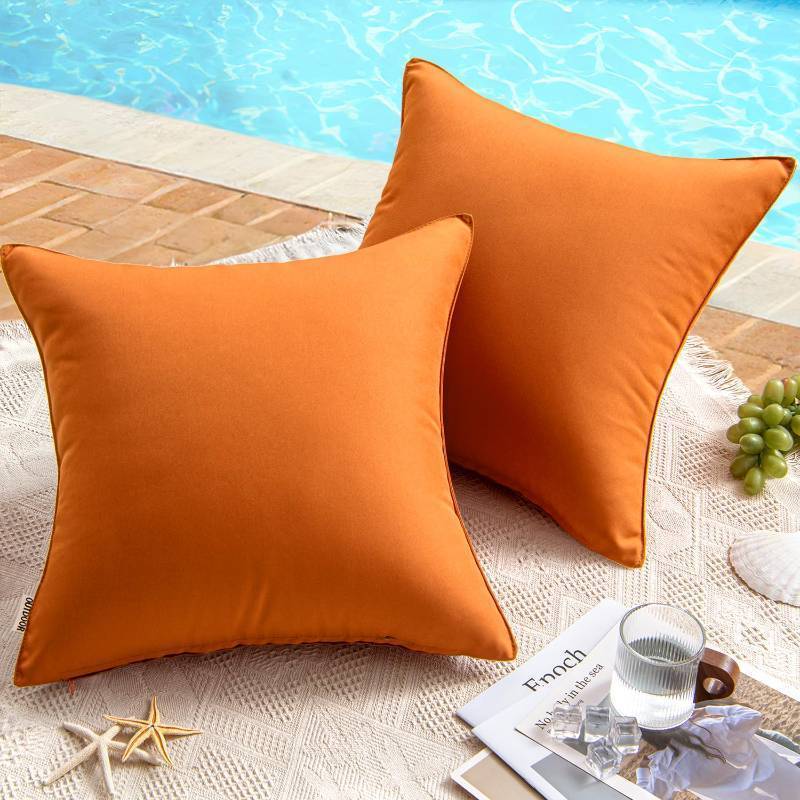lot 4322 image: MIULEE Pack of 2 Decorative Outdoor Waterproof Pillow Covers Square Garden Cushion Sham Throw Pillowcase Shell for Fall Patio Tent Couch 20x20 Inch Burnt Orange