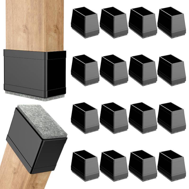lot 4334 image: Rectangle Chair Leg Protectors for Hardwood Floors,16 PCS Silicone Covers to Protect Wood Tile Floors Felt Pads Furniture Leg Caps Reduce Noise. Easy to Move. (Black,1 x 3 Inch,Rectangular)