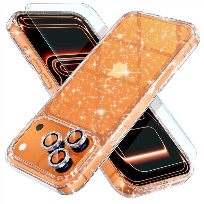 lot 4409 image: Choiche Compatible for iPhone 17 Pro Max Case, Women Cute Clear Glitter Bling Sparkly Case, 3 x Diamond Camera Lens Protectors 2 x Tempered Glass Screen Protectors 6.9-inch (Glitter Clear)