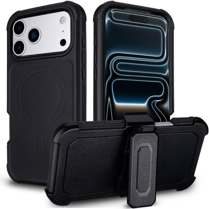lot 4419 image: for iPhone 17 Pro Max Case with Belt Clip Holster, Compatible with Magsafe, Military Grade Drop Protection, 2 Layers of Sturdy, Heavy Duty Shockproof for Cover iPhone 17 Pro Max Case Rugged, Black