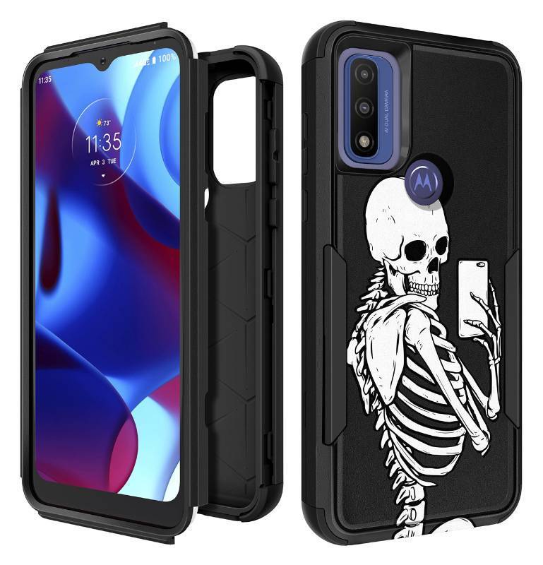 lot 6099 image: Plakill for Motorola Moto G PureG Power 2022 CaseG Play 2023 Case,Women Girls Cute Selfie Skeleton Style Heavy Duty Military Grade Protctive Shockproof G PureG Power 2022G Play 2023 Phone Cases five pack