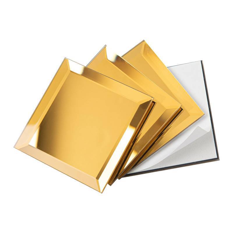 lot 11522 image: Lovdeco Peel and Stick 3 Inch Gold Mirror Backsplash, Square Tile for Kitchen Bathroom (32 Sheets, 2 SQ.FT.)