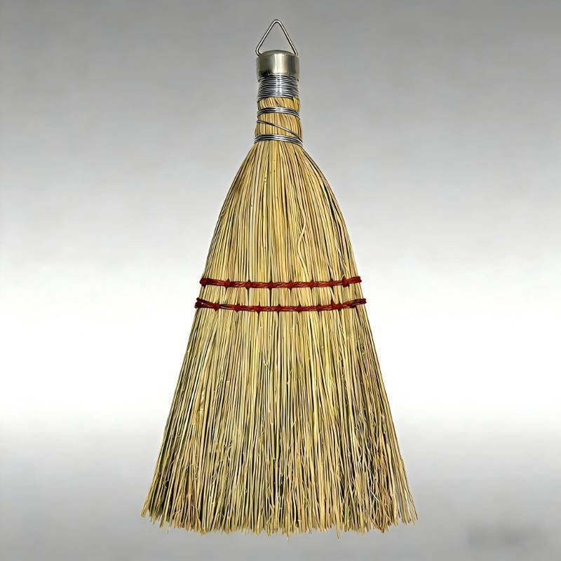 lot 4099 image: 12 Inch Corn Handmade Broom Mini Whisk Made of Natural Corn Broom Straw with a Solid Metal Hang Design for Outdoor Car Porch Debris Dust Dirt Driveways Sidewalks Halloween