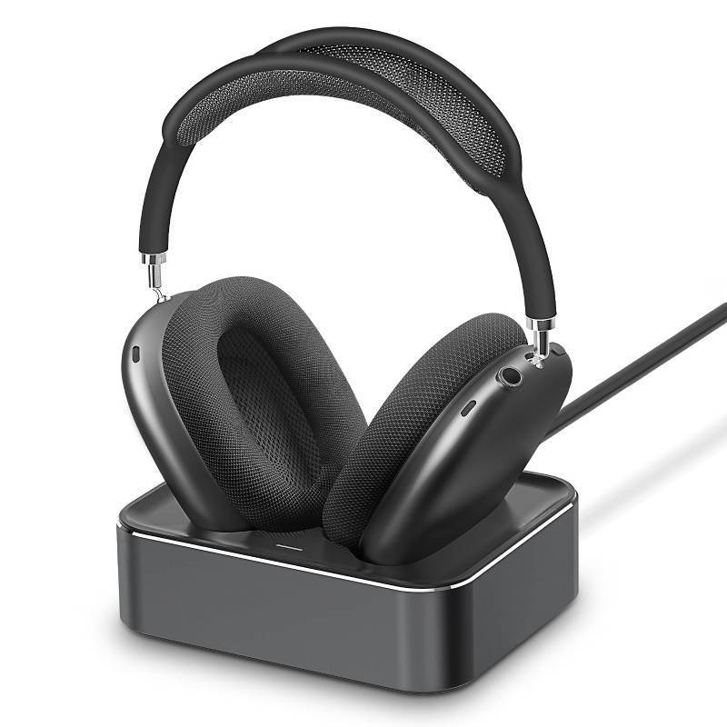 lot 6352 image: Headphone Charging Station for AirPods Max 2024 & 2020 - Magnetic Headset Charger Dock with Dual Connectors (Space Gray)