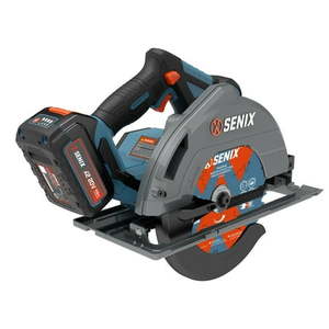 lot 36 image: SENIX 20 Volt Max 7-14  Cordless Circular Saw  Brushless Motor  Led Work Light  55 Degree Bevel  Battery  Charger  & Storage Bag Included (PSCX2-M3)(Brand New)