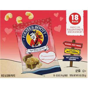 lot 4022 image: Pirates Booty Valentines Aged White Cheddar Puffs - 9oz18pk