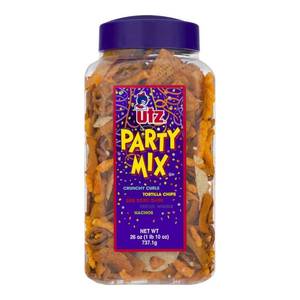 lot 4069 image: PARTY MIX CRUNCHY CURLS, TORTILLA CHIPS, BBQ CORN CHIPS, PRETZEL WHEELS, NACHOS 1LB 10OZ