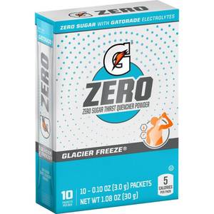 lot 4077 image: Gatorade GZERO Glacier Freeze Sports Drink Mix - 1.08oz Kosher, Hydration, Low Calorie 2 pack