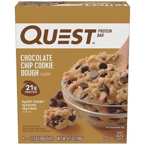 lot 4125 image: QUESTCHOCOLATE CHIP COOKIE DOUGH PROTEIN BAR 4 bars