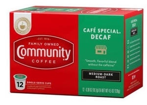 lot 4160 image: Community Coffee Cafe Special Decaf K-Cups 12 Pods
