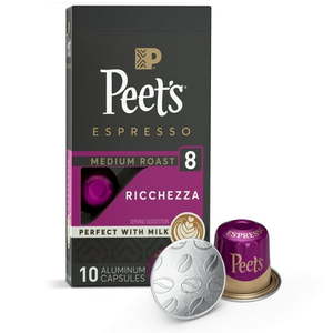 lot 4270 image: Peet s Coffee Ricchezza Premium Medium Roast Intensity 8 Espresso Coffee Pods  10 Count