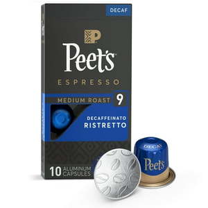 lot 4296 image: Peet s Coffee Espresso Capsules  Decaf Ristretto Intensity 9 (10 Count) Single Serve Capsules