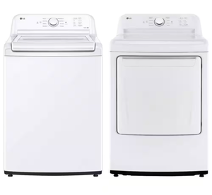 LG 4.1 cu. ft. White Top Load Washer and 7.3 Cu.Ft. White Vented Gas Dryer Set - Retail: $1,900