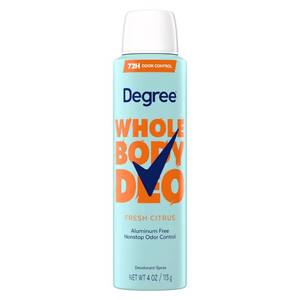 lot 103 image: Degree Women Whole Body Deodorant Spray, Fresh Citrus Scent, Aluminum Free 72H Odor Protection 4 oz - Retail $9