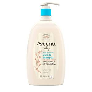 Aveeno Baby Daily Moisture Body Wash & Shampoo with Oat Extract, Hypoallergenic, Tear-Free, No Added Parabens, pH-Balanced Formula For Sensitive Hair & Skin, Baby Essentials, 33 fl oz - Retail: $19