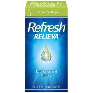 lot 168 image: Refresh Relieve Lubricant Eye Drops Artificial Tears - 0.33 fl oz (10 mL) - Retail $60