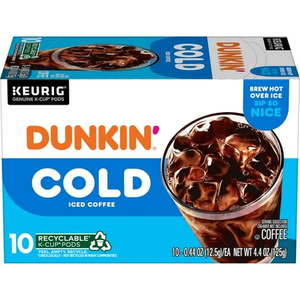 Dunkin Cold Iced Coffee  Keurig K Cup Pods  10 Count Box