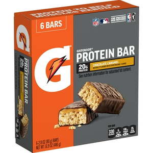 lot 1301 image: Gatorade CHOCOLATE CARAMEL WHEY PROTEIN BAR 6 Bars