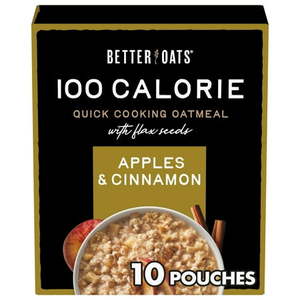 lot 1342 image: BETTER OATS INSTANT OATMEAL WITH FLAX SEEDS, APPLES & CINNAMON 10 POUCHES