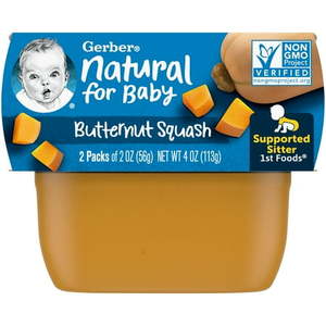 lot 1527 image: (Pack of 2) Gerber 1st Foods Butternut Squash Baby Food, 2 oz Tubs box of 8-2 packs