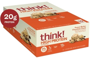 lot 1567 image: Think High Protein Bars - Peanut Butter Chocolate Chunk Pack of 10