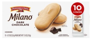 lot 1602 image: Pepperidge Farm Milano Dark Chocolate Cookies 10-Pack BEST BY 03- 25-2025