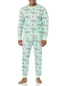 lot 1671 image: Amazon Essentials Disney Mens Snug-Fit Cotton Pajama Sleep Sets, Mickey Winter - Mens Snug-fit, Large