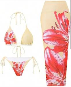 lot 1689 image: ZAFUL Floral Halter Triangle Bikini Set Medium