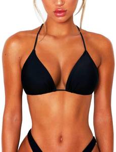 lot 1712 image: OZICERD String Bikini Tops for Women Bathing Suit Swim Tops Sexy Triangle Bikini Top Black L