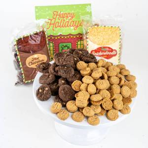 lot 1718 image: Christmas Cookie House Gift Box with 2 Cookie Flavors Inside by Send A Cake, Hot Chocolate &amp Snickerdoodle Sugar Cookies (NO VISIBLE EXP DATE)