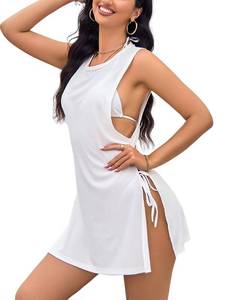 lot 1723 image: YYA Sexy Swimsuit Coverup for Women Sleeveless Bathing Suit Cover Up Cover Ups Beach Bikini Swimwear Dress Chemise Lingerie White, XL