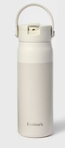 lot 1732 image: 24oz Stainless Steel Hydration Water Bottle - Cream - Embark Portable Drinkware, Polypropylene Lid