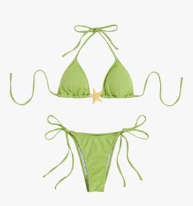 lot 1743 image: SOLY HUX Bikini Sets for Women Triangle Halter Bathing Suits High Cut Swimsuits Beach Wear medium