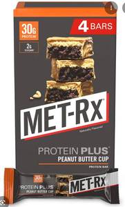 lot 1858 image: MET-Rx Protein Plus Peanut Butter Cup Bars - 4 Pack