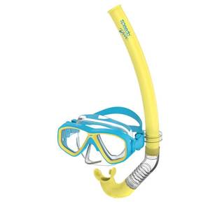 lot 2030 image: Speedo Kids Classic Surf Gazer Mask Snorkel Set - YellowBlue Ages 3-6, Polycarbonate - Retail $25