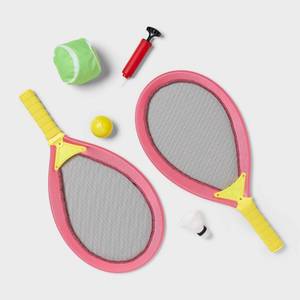 Racket Badminton Set 6pc Pink - Sun Squad: Includes Pump, Tennis Ball, Ages 5+ - Retail: $10