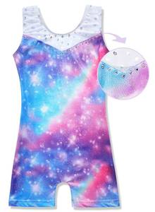 lot 2093 image: Belovance Leotards for Girls Gymnastics Unicorn Athletic Dance Wear Shiny Rainbow Blue Hotpink (Rainbow Galaxy, 7-8 Years) - Retail $10