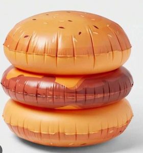 lot 2113 image: Sun Squad Inflatable Hamburger Pool Float - Retail $25