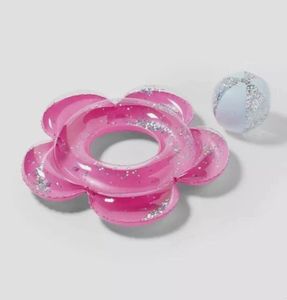 lot 2116 image: SUN SQUAD FLOWER TUBE SMS WATER FLOATS AND INFLATABLES - SLIVER GLITTERPINK
