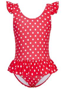 lot 2245 image: Vieille Bathing Suit for 3T 4T Girl Swimsuits One Piece Polka Dot Toddler Swimsuit Ruffle Pink Swimwear for Beach - Retail $15